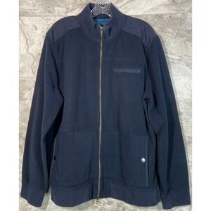 Banana Republic Mens XL Navy Blue Fleece Full Zip Jacket Nylon Trim Lightweight